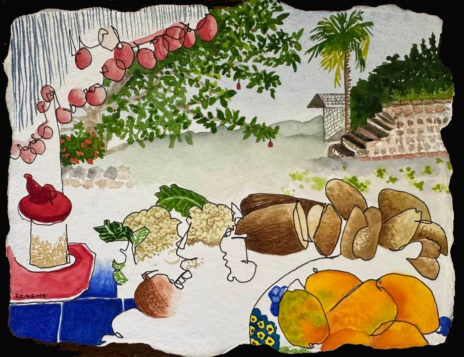 Watercolor & Ink on Paper - Still Life # 9 at Rockfield, St. Ann. Jamaica, West Indies