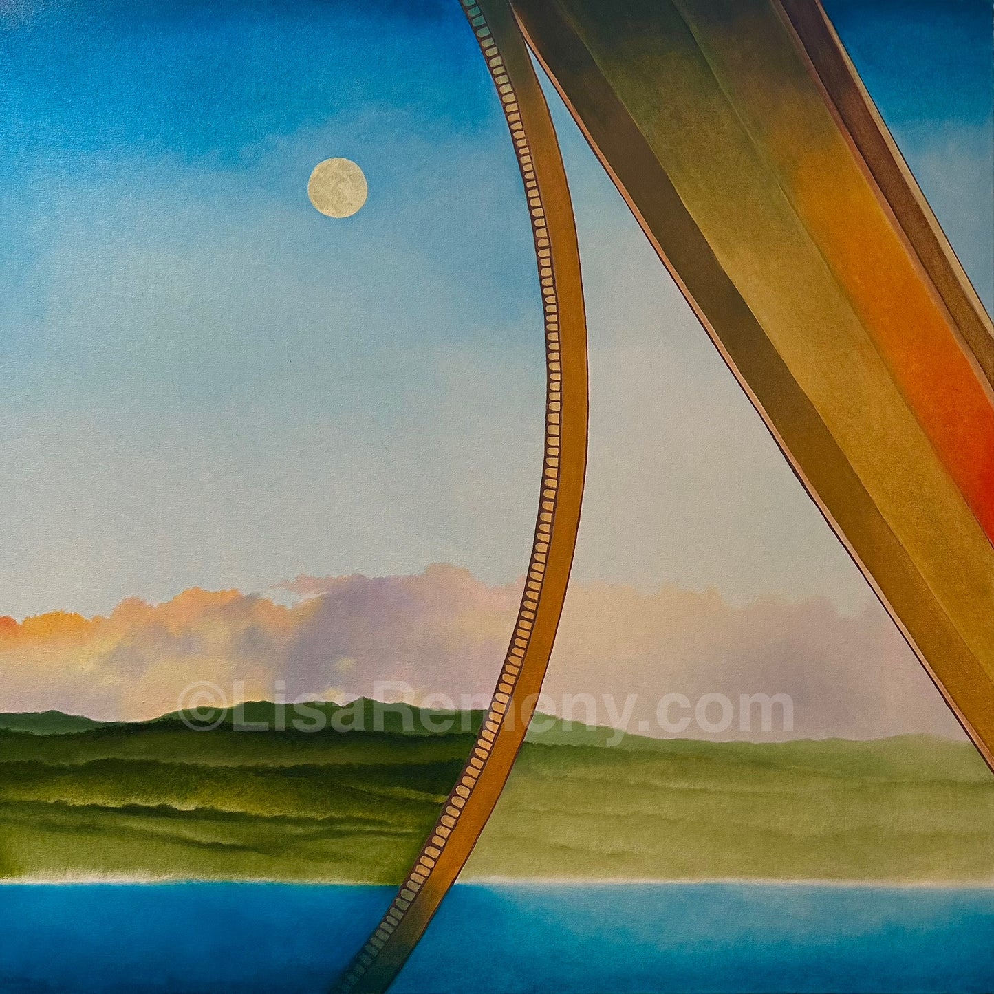 Oil Painting -Moonrise over the Napali Coast