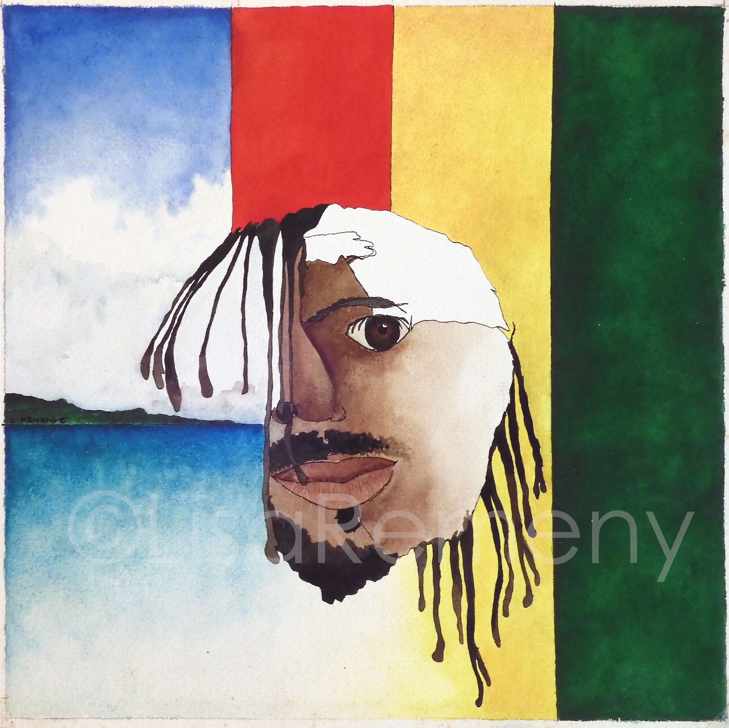 Watercolor & Ink on Paper -  Rasta Lives
