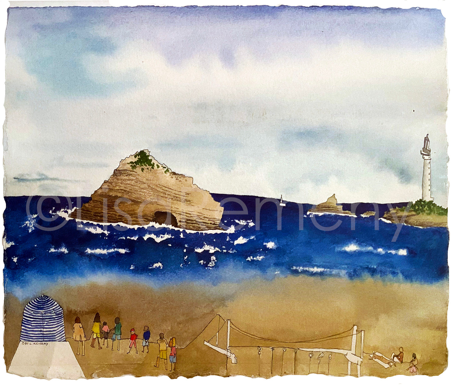 Watercolor & Ink on Paper - Biarritz