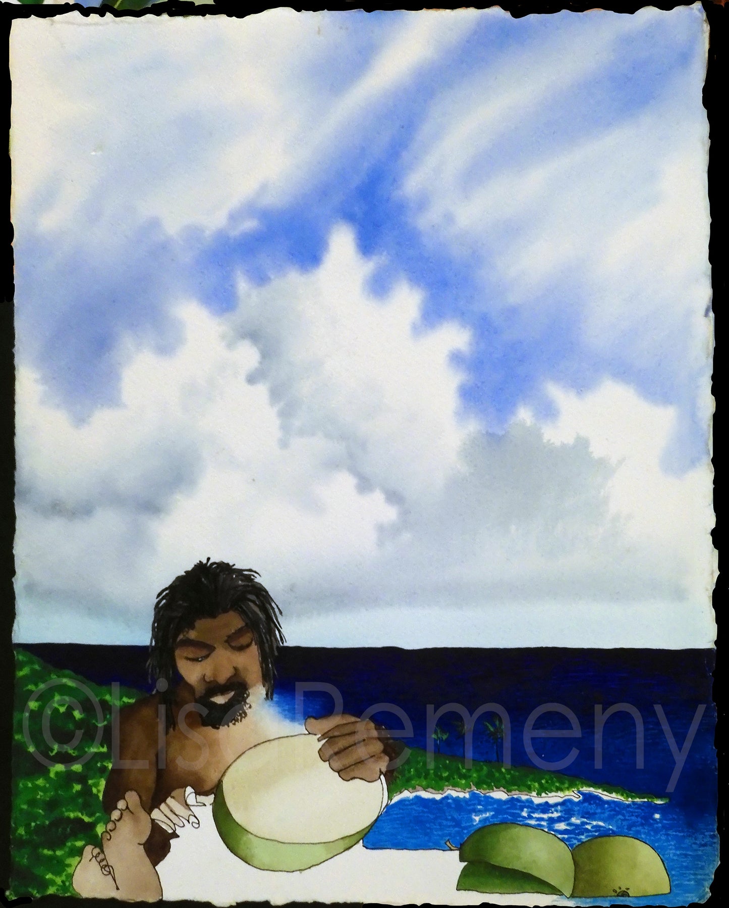 Watercolor & Ink on Paper - Penley Carving