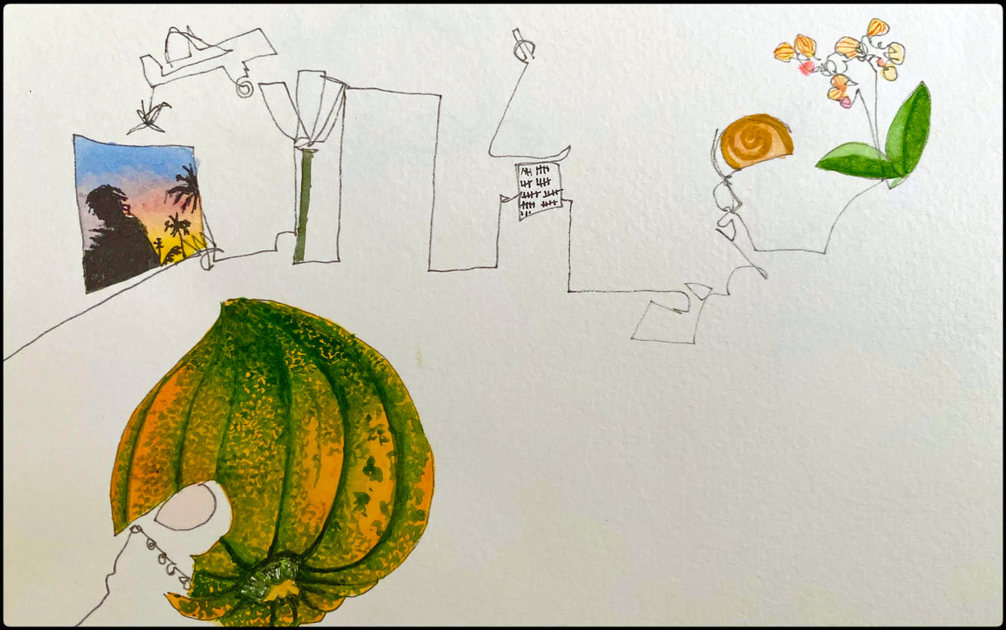 Watercolor & Ink on Paper - Holding My Own