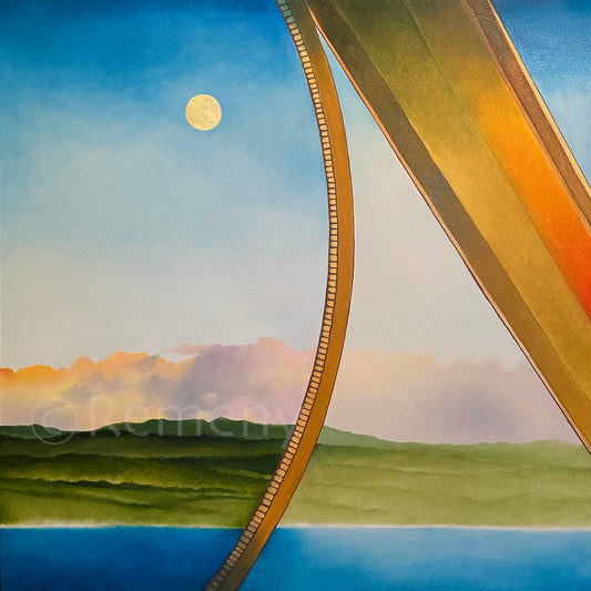 Oil Painting -Moonrise over the Napali Coast