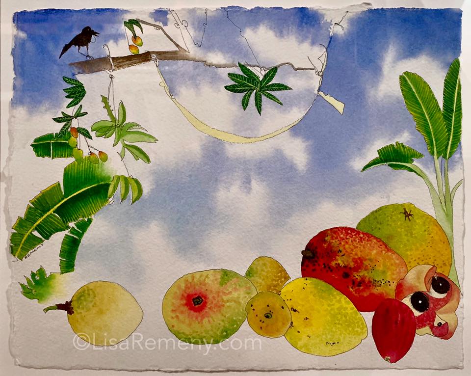 Archive - Watercolor + Ink on Paper - Black Bird in the Mango Tree