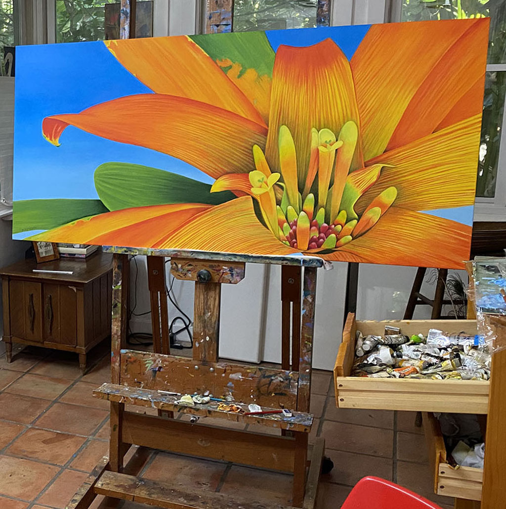 Commission 2022 Oil Painting - Big Orange Bromeliad