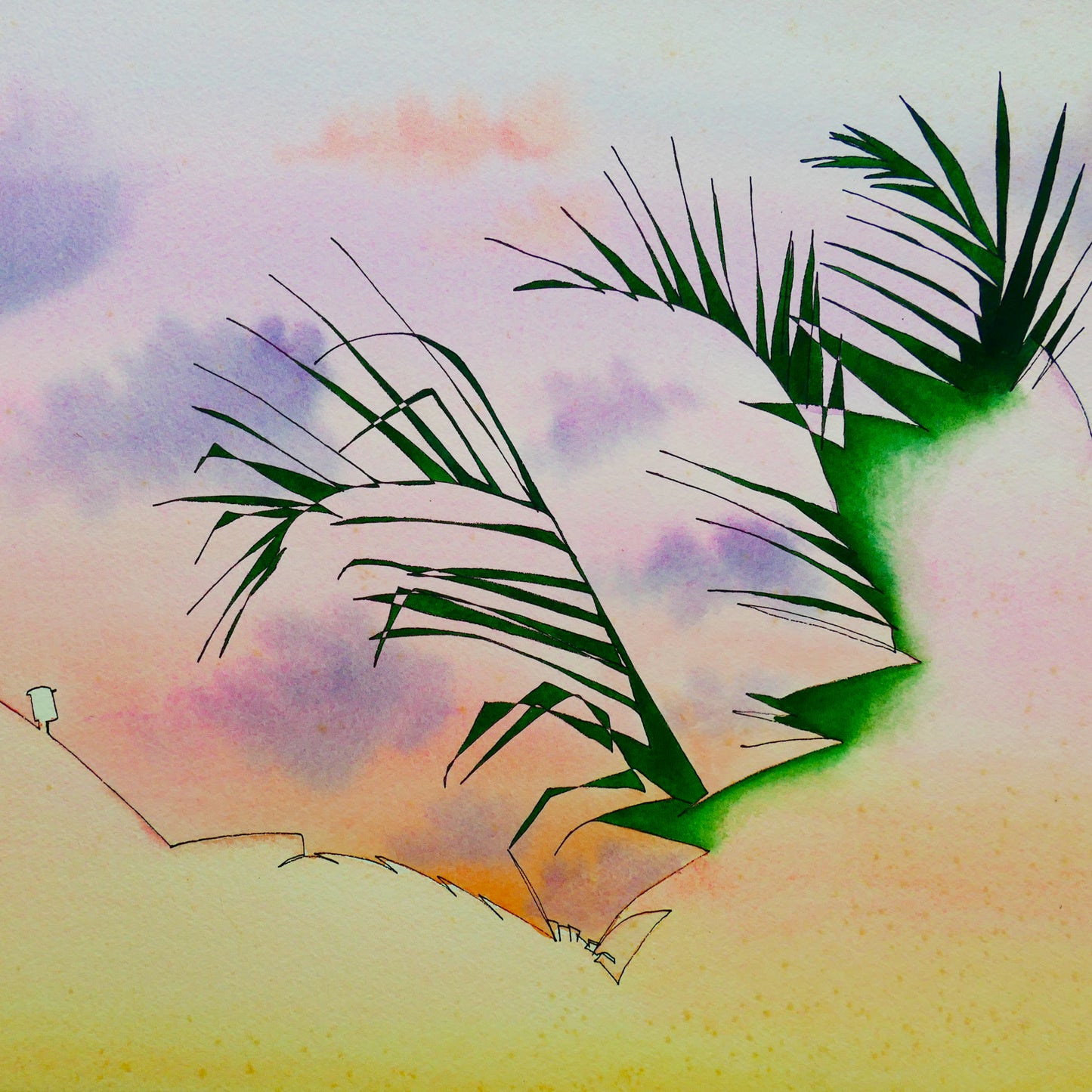 Watercolor + Ink on Paper - Dusk in the Subtropics