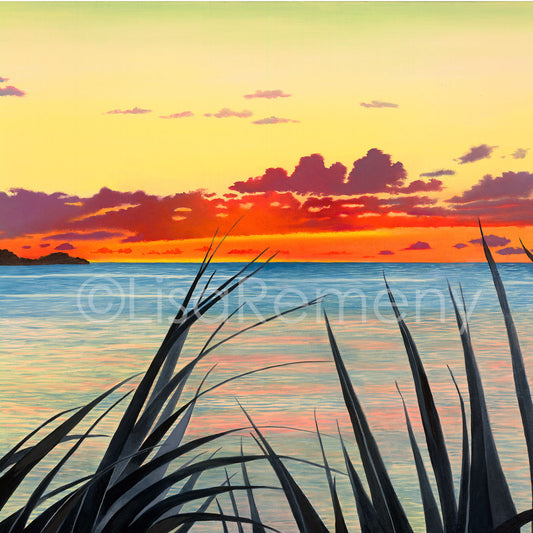 Commission 2021 Oil Painting - Sunset Over the Bay
