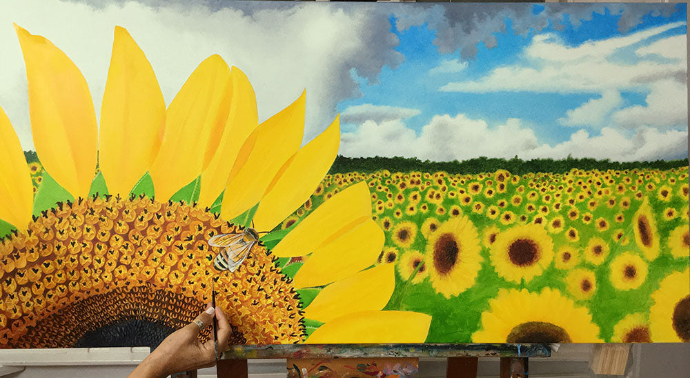 Oil Painting - Bee's-Eye View in a Field of Gold (Keep on the Sunny SIde)